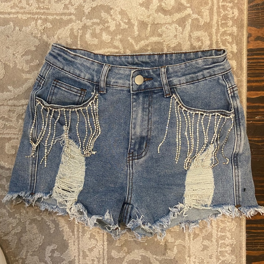 Diamond bangle jean shorts
